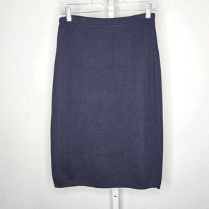 Cricketeer Woman Navy Blue 100% Merino Wool Knit Pencil Skirt Made in Italy M